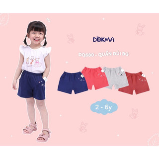 Dokma - Quần ngố lửng / quần đùi Coton mềm mát cho bé gái từ 2 tuổi đến 6 tuổi