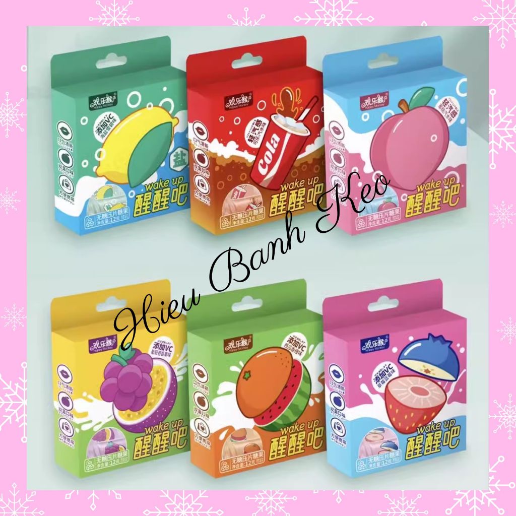 Kẹo Ngậm Soda Trái Cây Không Đường Thơm Miệng WAKE UP Hộp Mini