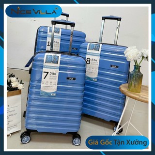 Vali nhựa carbon pc nicevilla khóa kéo đôi mở rộng chống vỡ size 20 & 24 & 28 inch