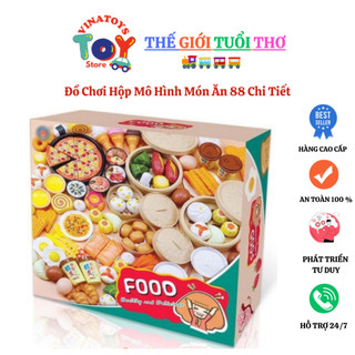 Đồ Chơi Hộp Mô Hình Món Ăn 88 Chi Tiết Cho Bé VINATOYS, Món Ăn Cho Trẻ Em, Bé Trai, Bé Gái Mô Phỏng Như Thật, nhựa ABS