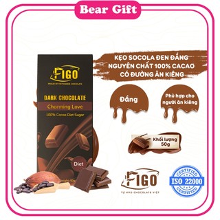 [Socola KETO, Lowcarb] Dark Chocolate 100% Diet FIGO 50G| Socola đen đắng nguyên chất +đường ăn Kiêng tốt cho sức khỏe
