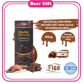[Chính hãng] Bar 20gr- Dark Chocolate 100% Cacao Diet Sugar, Socola đen + Đường ăn kiêng ăn Giảm cân, KETO, Tiểu đường