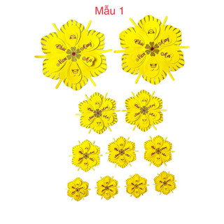 Set Bông mai - Hoa mai vàng bằng mouse dẻo 2 lớp 3 lớp 4 lớp 6 lớp dán tường - dán kiếng trang trí tết