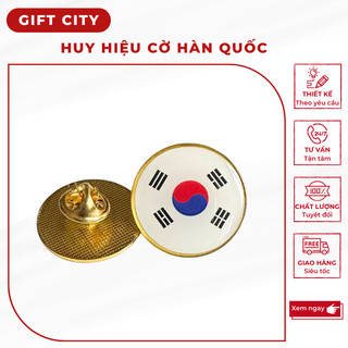 Pin cài áo cờ Hàn Quốc bằng đồng mạ vàng 24k cao cấp
