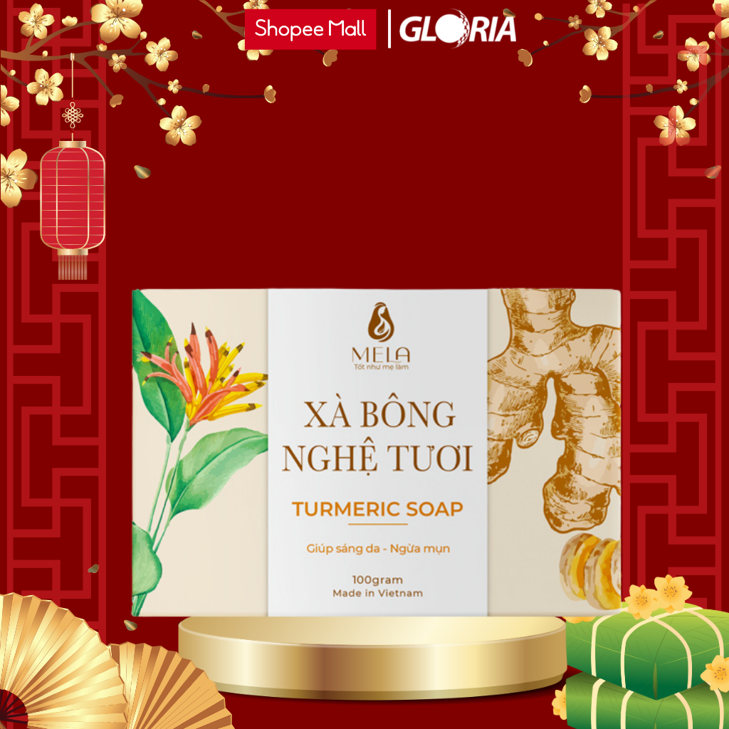 Xà Bông Nghệ MELA Thiên Nhiên Giúp Làm Sạch Sáng Mịn Tẩy Da Chết Body 100g