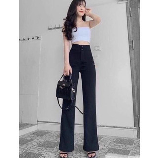 Quần ống loe 2 khuy KH102, quần suông dài ống vẩy cạp cao cho nữ