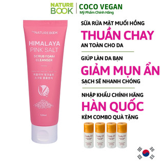 Sữa rửa mặt muối hồng giảm mụn kiềm dầu Nature Book thuần chay chính hãng Hàn Quốc 120g NCC COCO VEGAN