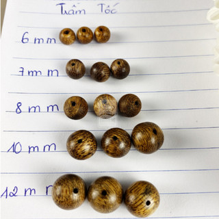 Lẻ 1 hạt trầm hương tốc xâu vòng - 6mm 8mm 10mm 12m trầm hương trầm kệ - vòng tay trầm hương phong thuỷ nam nữ may mắn