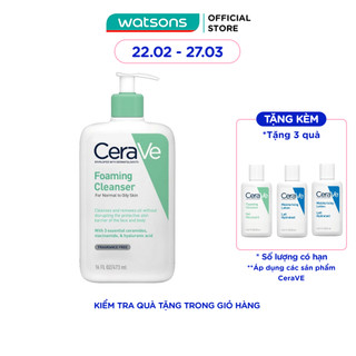 Sữa Rửa Mặt CeraVe Foaming Cleanser Giúp Làm Sạch Sâu Dành Cho Da Dầu 473ml