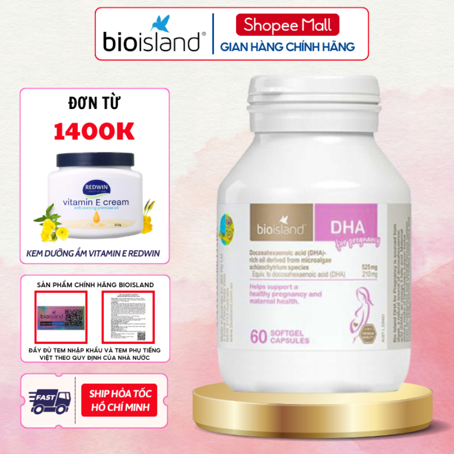 DHA cho bà bầu Bio island DHA 60 viên cung cấp giúp phát triển trí não của