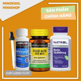 Combo Mọc Râu Tóc Minoxidil Lỏng + Biotin + Folic
