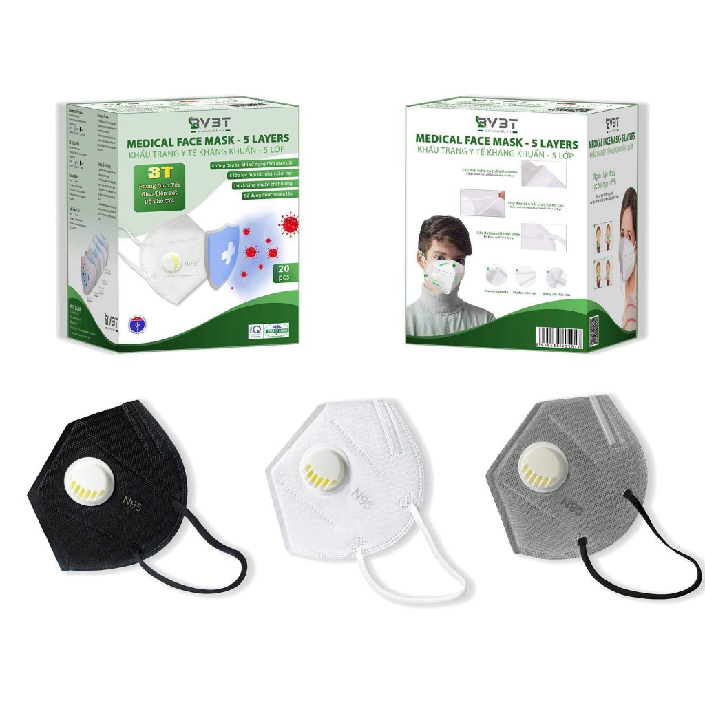 khẩu trang N95 Có Van 5 lớp kháng khuẩn chính hãg côngty