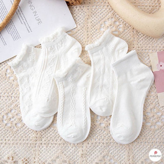 Set 5 đôi tất thấp cổ ren bèo nhún phong cách Lolita phối cùng giày búp bê