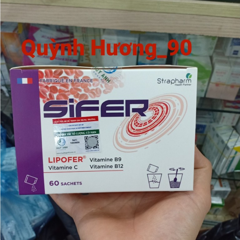 ( Chính hãng ) Sắt SIFER hộp 60 gói giúp bổ sung sắt,vitamin c,b9,b12 cho cơ thể khỏe mạnh