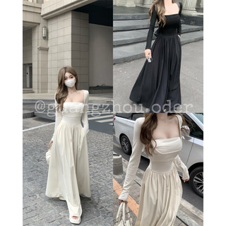 Váy thun dài tay xoè ôm v1