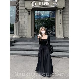 Váy thun dài tay xoè ôm v1