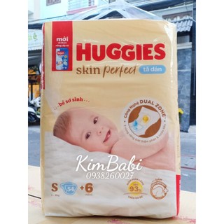 Tã dán sơ sinh Huggies S54+6 miếng Skin Perfect mới (4-8kg)