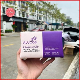 Khăn mặt khô dạng rút Alucos, Khăn mặt dùng 1 lần gói 50 miếng tiện lợi