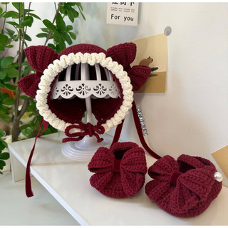 Mũ len cho bé có dây buộc 6-36 tháng, mũ len handmade