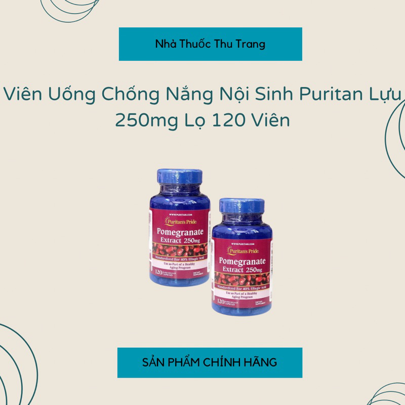 ĐỦ BILL- Viên Uống Chống Nắng Tinh Chất Lựu Sáng Da Pomegranate Extract 250mg Puritan's Pride - Hộp 120 Viên