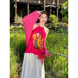 Set yếm cô gái kèm choàng chân váy lụa