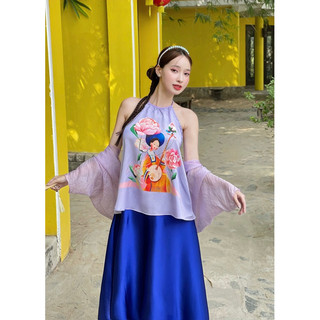 Set yếm cô gái kèm choàng chân váy lụa
