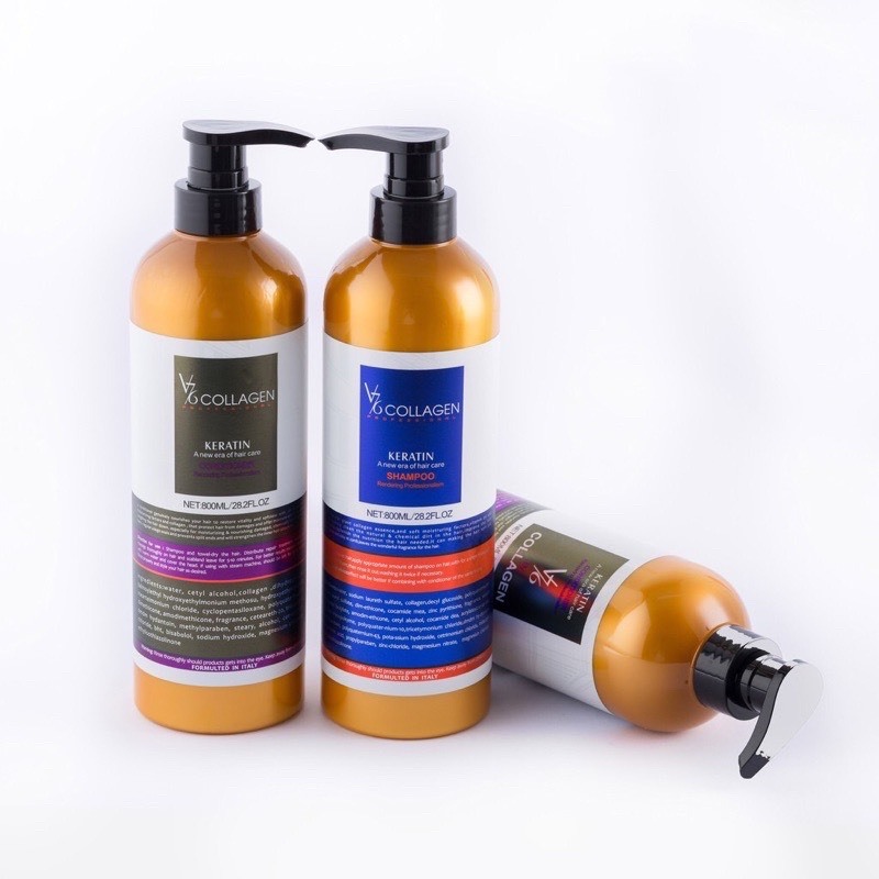 Cặp Gội Xả V76 Collagen Keratin Italy 800ml