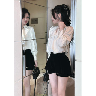 Áo Sơ Mi Lụa Bèo Cổ - Áo Sơ Mi Lụa Nữ Dài Tay Cổ Bèo