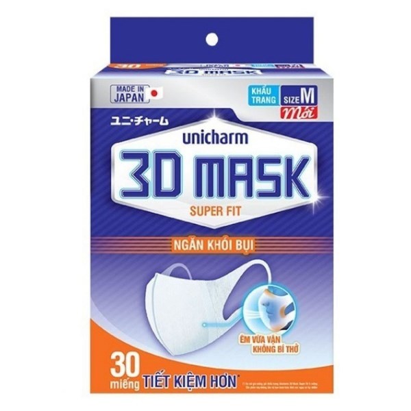 [HÀNG TẶNG KO BÁN] Khẩu trang Unicharm 3D Mask Ngăn Khói Bụi hộp 30 miếng