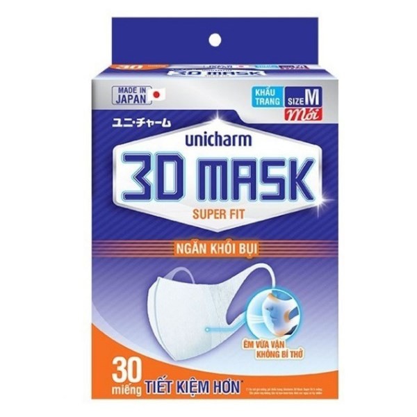 HÀNG TẶNG KO BÁN Khẩu trang Unicharm 3D Mask Ngăn Khói Bụi hộp 30 miếng