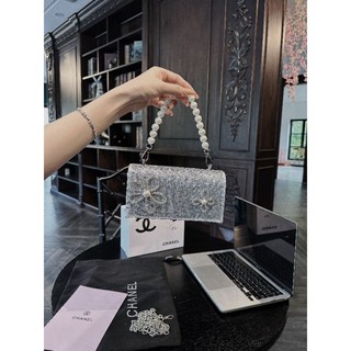 Túi dự tiệc quai xách đá kèm dây đeo chéo size 19cm
