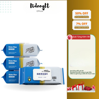 Túi 80 tờ khăn ướt lau đa năng nhà bếp, khăn giấy ướt vệ sinh nhà bếp, bát đĩa Kitchen Wipes cỡ lớn hương chanh tự nhiên
