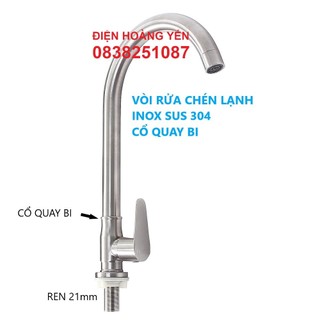 Vòi chén lạnh inox 304 ống phi 24
