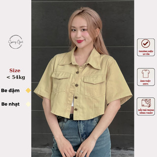 Áo sơ mi nữ dáng ngắn chất kaki mềm Spring Smkakicrt3079/P8K6