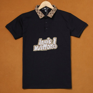Áo thun nam cổ bẻ thêu họa tiết trang nhã vải cotton co giãn
