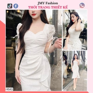 V4543,V4600 Váy trắng cổ tim dáng ôm đuôi cá sang chảnh [Dolce Viva Colection (DVC)] đầm trắng body đuôi cá ngắn nữ tính