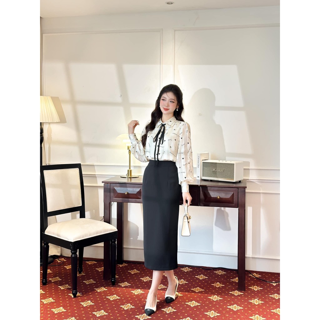 Chân váy bút chì công sở Nahi.vn dáng dài 80cm qua gối NH23