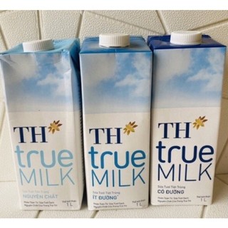 Sữa tươi th true milk hộp 1 lít có đường, không đường, ít đường