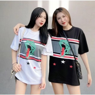 Áo Thun Họa Tiết Khủng Long Form Rộng Tay Lỡ Vải Cotton Cao Cấp