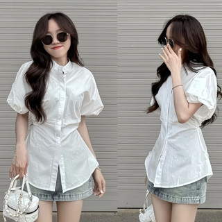 Áo sơmi tay bồng thắt eo basic snupi