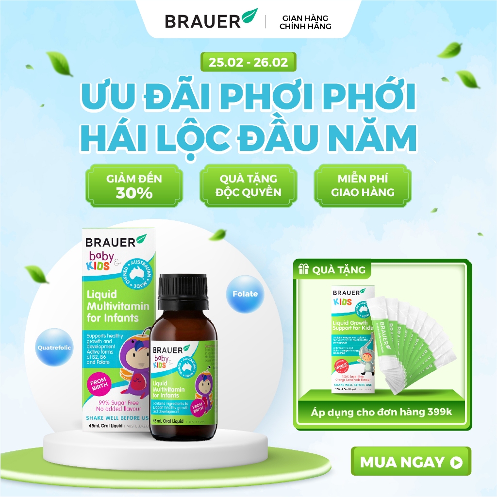 Siro BRAUER Liquid Multivitamin for Infants - Vitamin Tổng Hợp cho trẻ sơ sinh (45ml)