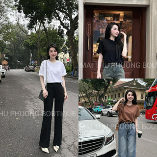 Áo Phông Áo Thun Nữ Tay Lỡ Dáng Thụng Phong Cách Giấu Quần Cotton 2 Size 40-70KG mẫu AOPHONGQUANTAYHOT. TP471