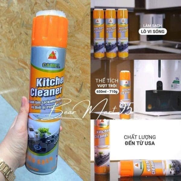 Bình Xịt Bếp Kitchen clear vàng cam cực mạnh có cọ
