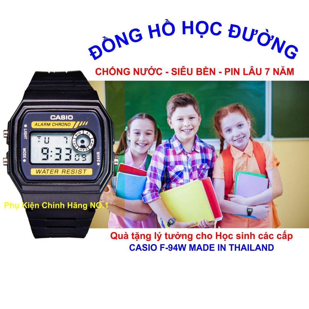 Đồng Hồ Điện Tử Casio F-94W Huyền Thoại, Đồng hồ Casio Chống Thấm Nước, Siêu Bền