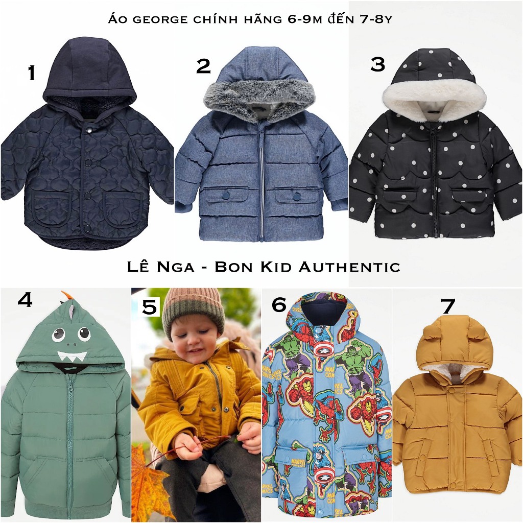 Áo phao/Parka lót lông/ lót nỉ GEOGRE UK chính hãng sz từ 6-9m đến 6-7y