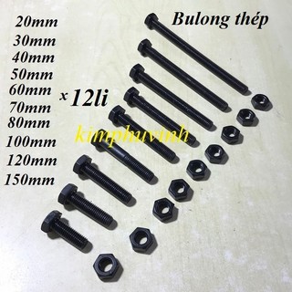 M12 bulong chịu lực 12li - bulong thép 12li - bulon đen 8.8