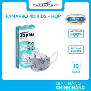 [4D MASK KIDS (KF94)- COMBO 5- HỘP 10 CÁI] Khẩu trang y tế cao cấp trẻ em 3 lớp Famapro cho bé 15-25Kg