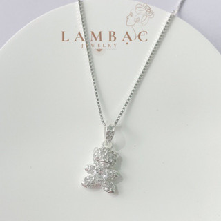 Dây chuyền bạc nữ S925 mặt gấu đính đá LAM BẠC dây chuyền bạc thanh mảnh cao cấp cho nữ