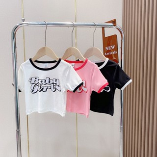 Áo Croptop BABY GIRL cá tính cho BÉ GÁI hottrend phiên bản Hàn Quốc phong cách nước ngoài cotton mềm mát thoáng khí.