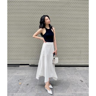COLLIDE - Eugene set - Set áo croptop dáng corset và chân váy midi kaki trắng